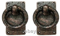 Ensemble De 2 Poignées De Porte En Fer Médiéval À Fini Antique