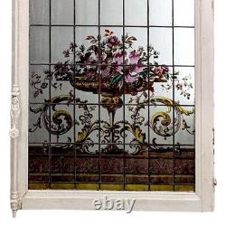 Fenêtre en vitrail aux guirlandes de fleurs 1900