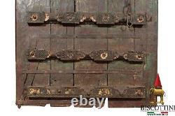 Fouet Portail Antique Bois Fer Spikes Médiéval Double Portes Pierre Rustique