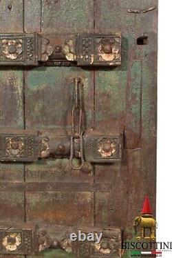 Fouet Portail Antique Bois Fer Spikes Médiéval Double Portes Pierre Rustique