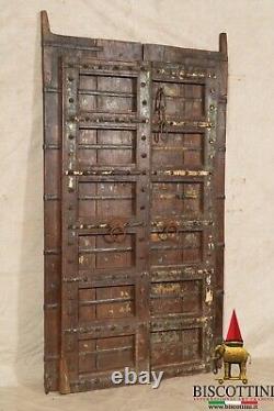 Fouet Portail Antique Bois Fer Spikes Médiéval Double Portes Rustique Ciré