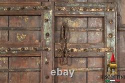Fouet Portail Antique Bois Fer Spikes Médiéval Double Portes Rustique Ciré