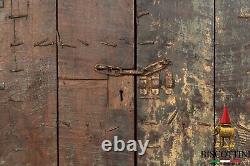 Fouet Portail Antique Bois Fer Spikes Médiéval Double Portes Rustique Ciré