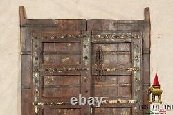 Fouet Portail Antique Bois Fer Spikes Médiéval Double Portes Rustique Ciré