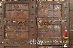 Fouet Portail Antique Bois Fer Spikes Médiéval Double Portes Rustique Ciré