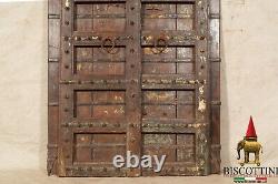 Fouet Portail Antique Bois Fer Spikes Médiéval Double Portes Rustique Ciré