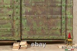 Fouet Porte- Antique Médiéval Portail Vieille Fer Bois 2 Porte Externe