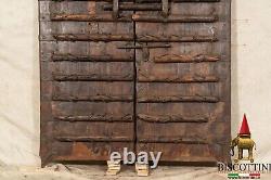 Fouet Porte- Antique Médiéval Portail Vieille Fer Bois 2 Porte Externe