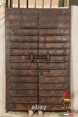 Fouet Porte- Antique Médiéval Portail Vieille Fer Bois 2 Porte Externe