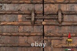 Fouet Porte- Antique Médiéval Portail Vieille Fer Bois 2 Porte Externe