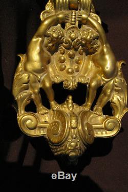 Gros Heurtoir Bronze pour porte ancienne Château Rare modèle style Renaissance