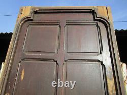 Grosse porte cadrée style Gothique bois noyer ancienne 250 x 116 cm