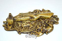 HEURTOIR ANCIEN BRONZE MARTEAU Frappant sur CHEVALIER en ARMURE MARTEAU de PORTE