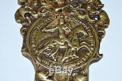 HEURTOIR ANCIEN BRONZE MARTEAU Frappant sur CHEVALIER en ARMURE MARTEAU de PORTE