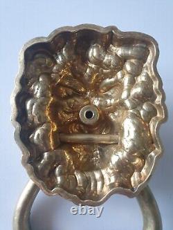 HEURTOIR de PORTE ANCIEN en BRONZE massif TÊTE DE LION 19éme 1000 gr
