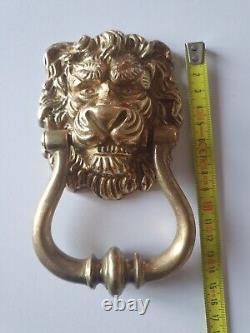 HEURTOIR de PORTE ANCIEN en BRONZE massif TÊTE DE LION 19éme 1000 gr
