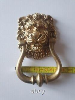 HEURTOIR de PORTE ANCIEN en BRONZE massif TÊTE DE LION 19éme 1000 gr