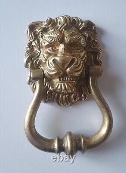 HEURTOIR de PORTE ANCIEN en BRONZE massif TÊTE DE LION 19éme 1000 gr