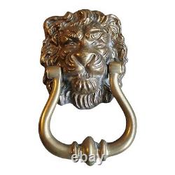 HEURTOIR de PORTE ANCIEN en BRONZE massif TÊTE DE LION 19éme Brass