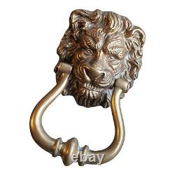 HEURTOIR de PORTE ANCIEN en BRONZE massif TÊTE DE LION 19éme Brass
