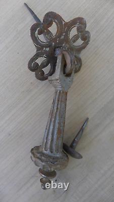 Heurtoir Marteau de porte Pendeloque Clou Fonte ancien Porte d'entrée Ht 21,5 cm