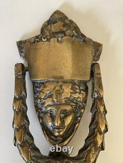 Heurtoir de porte Victorien en laiton Dieu Grec Visage Grand Dionysos Bacchus