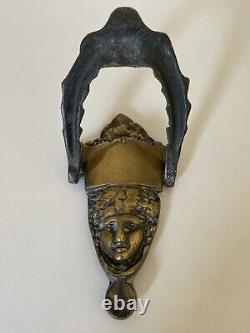 Heurtoir de porte Victorien en laiton Dieu Grec Visage Grand Dionysos Bacchus