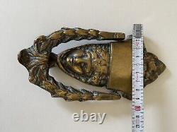 Heurtoir de porte Victorien en laiton Dieu Grec Visage Grand Dionysos Bacchus
