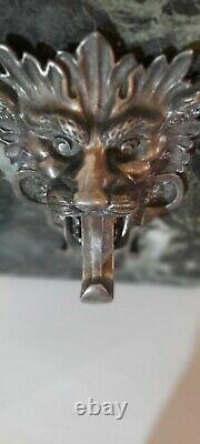 Heurtoir / sonnette de porte Bronze Argenté Tête De Lion Diable XIXEME