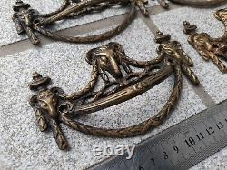 LOT de 4 ANCIENNES POIGNÉES DE MEUBLE, TIROIR, COMMODE bronze ou laiton