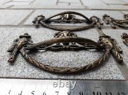 LOT de 4 ANCIENNES POIGNÉES DE MEUBLE, TIROIR, COMMODE bronze ou laiton