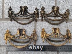 LOT de 4 ANCIENNES POIGNÉES DE MEUBLE, TIROIR, COMMODE bronze ou laiton