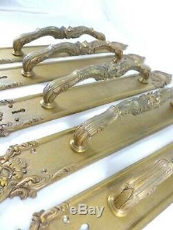 LOT de 5 Poignées Tirant Fixe Bronze doré Style Louis XV Récent / Belle qualité