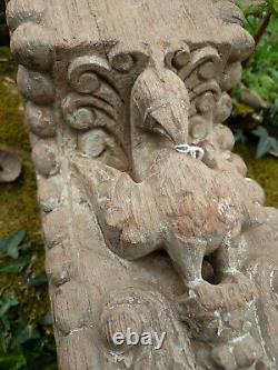 Lot 3 anciens éléments d'architecture indien / oiseaux sculptés