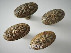 Lot de 4 Anciennes Poignées de Fenetre ou Porte RIV Bronze, Bouton, Handle Door