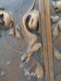 PORTE ANCIENNE EN NOYER sculpture noeud louis 16 chien architecture ancien