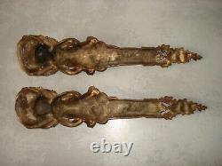 Paire ancienne chuts, éléments en bronze, Cupido Ange 31.5 cm L