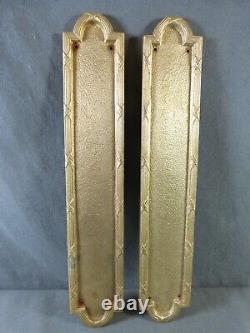 Paire de Plaques de propreté en bronze massif Louis XVI, plaque de porte 27 cm