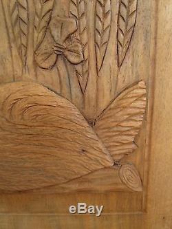 Paire de panneaux de portes anciens -canards-bois sculpté massif- carved wood