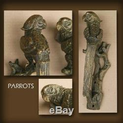 Paire de poignée bronze porte perroquet design decoration maison art animalier