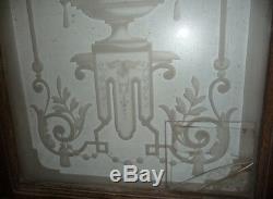 Paire de porte de bistrot / entre deux pièces Verre dépolis décor vase médicis