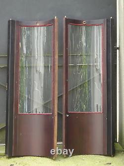 Paire de portes 1960, de vitrine, à verres bombés, 150 X 50 cm
