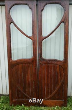 Paire de portes Art Nouveau chêne