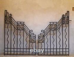 Paire grilles intérieures portail fer forgé Art Déco ancien Interior Gates iron