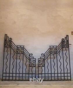 Paire grilles intérieures portail fer forgé Art Déco ancien Interior Gates iron
