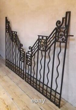 Paire grilles intérieures portail fer forgé Art Déco ancien Interior Gates iron