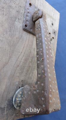 Pendeloque Heurtoir Marteau porte d'entrée clou rosace fer forgé ancien Ht 16,5