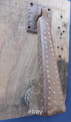 Pendeloque Heurtoir Marteau porte d'entrée clou rosace fer forgé ancien Ht 16,5