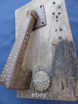 Pendeloque Heurtoir Marteau porte d'entrée clou rosace fer forgé ancien Ht 16,5