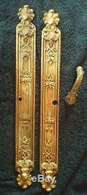 Plaques de propreté avec poignée porte marque R. I. V. Louis XVI en Bronze 2.3 kg